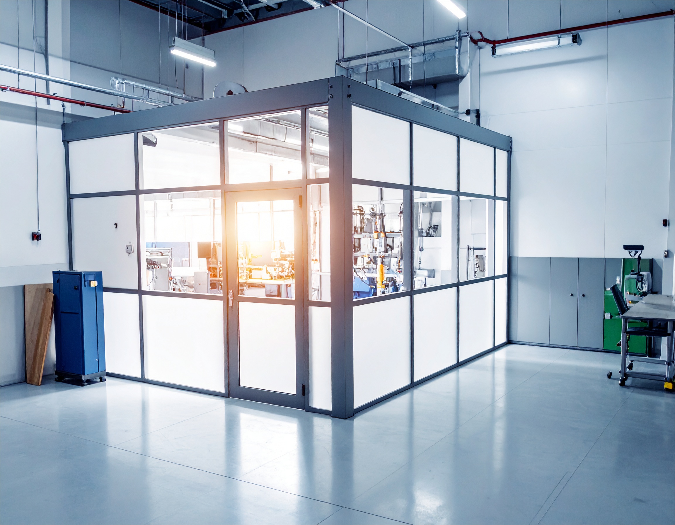 cloison industrielle, aménagement d'un atelier dans un dépot industriel